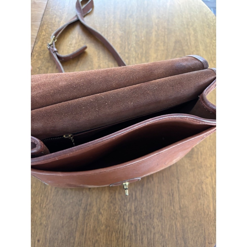 Vintage Coach Leather Turnlock Crossbody Bag Brown Saddle Flap - Picture 4 of 9